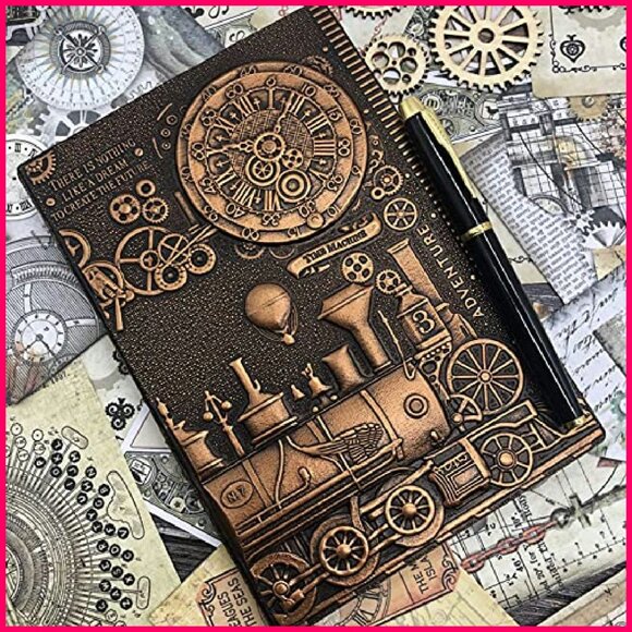 s-l400.jpg Vintage Leather Journal A5 Notebook 3D Embossed Handmade Classic Retro
